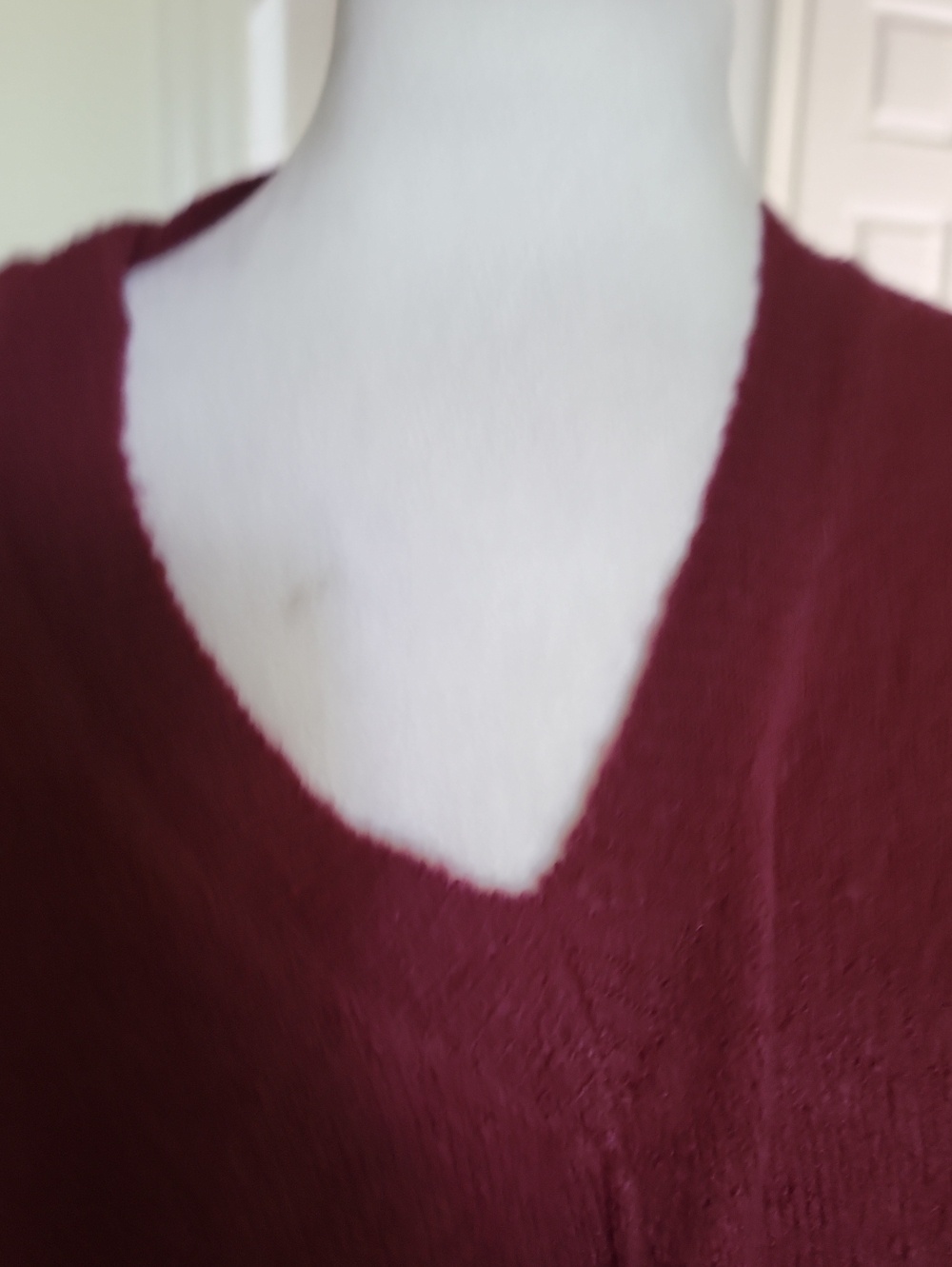 dreamers Women's V-Neck Pullover Sweater - Burgundy - Picture 2 of 7